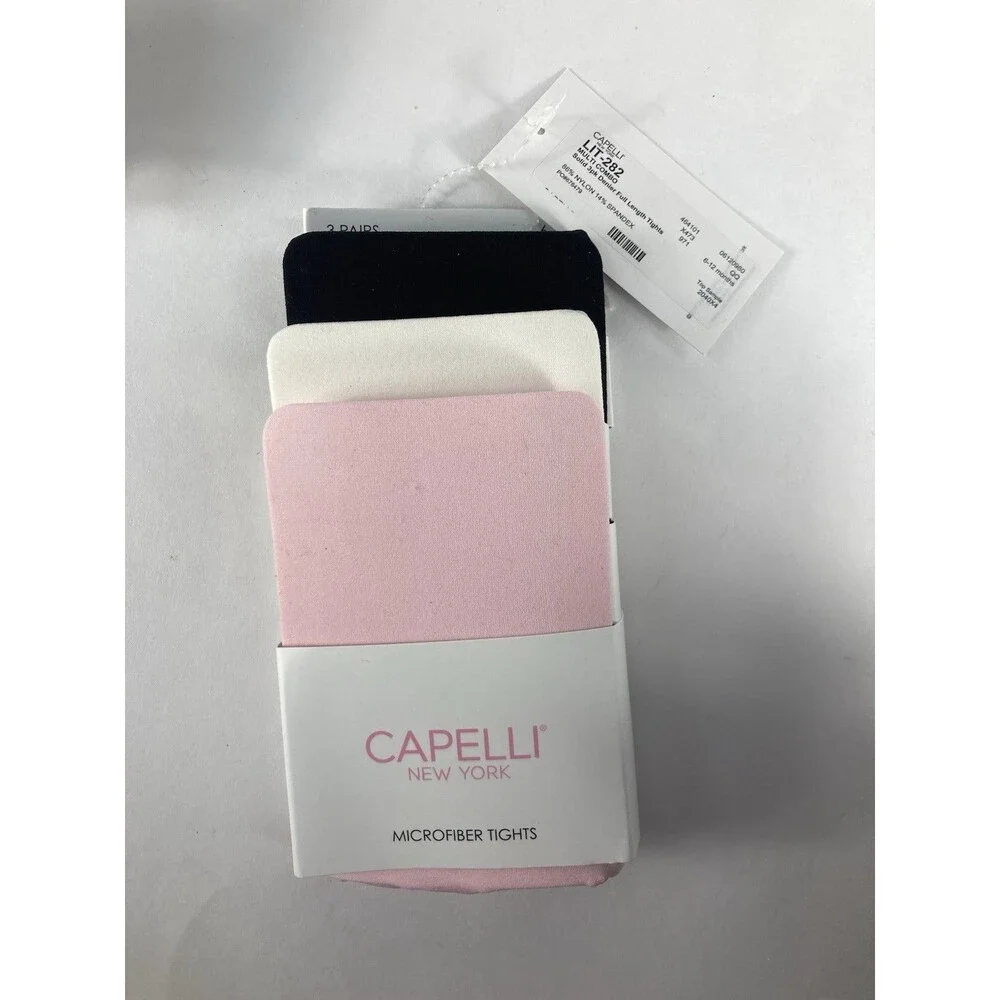 Capelli New York Baby Tights 6-12 Months Lot 6 Pairs Pink White Navy Gold Lot